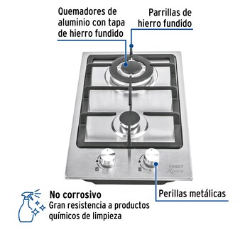Foto 2 | Foto 2 | Parrilla de Gas Empotrable 30 cm 2 Quemadores Acero Inoxidable