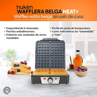 Foto 4 | Foto 5 | Wafflera Belga 4 Rebanadas Acero Perilla Hukën Masterchef