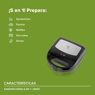 Foto 4 | Foto 4 | Sandwichera Avera Sw01 5 en 1 color Negro