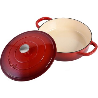 Foto 3 | Foto 3 | Olla De Barro Braiser Crock-pot De Hierro Fundido Esmaltado Artesanal De 5 Litros, Color Rojo - Venta Internacional.