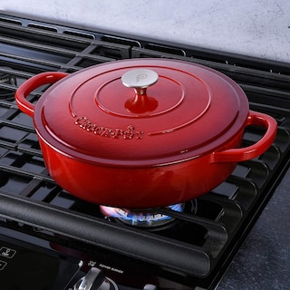 Foto 7 | Foto 7 | Olla De Barro Braiser Crock-pot De Hierro Fundido Esmaltado Artesanal De 5 Litros, Color Rojo - Venta Internacional.