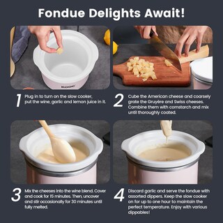 Foto 6 | Foto 6 | Olla Pequeña De Cerámica Kooc Slow Cooker De Acero Inoxidable De 0,65 L, Color Rosa - Venta Internacional.