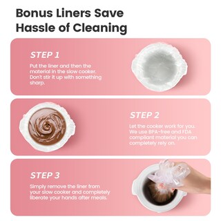 Foto 7 | Foto 7 | Olla Pequeña De Cerámica Kooc Slow Cooker De Acero Inoxidable De 0,65 L, Color Rosa - Venta Internacional.