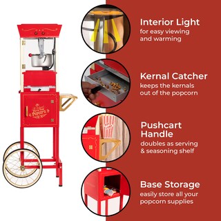 Foto 3 | Foto 3 | Carrito Profesional Popcorn Maker Nostalgia, 240 Ml, 32 Tazas, Color Rojo - Venta Internacional.