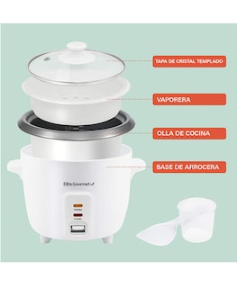 Foto 2 | Foto 2 | Arrocera Elite Gourmet ERC-006NST color Blanco Eléctrica 6 Tazas Tapa de Vidrio