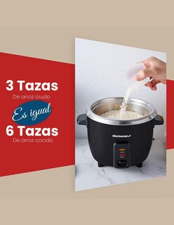 Foto 6 | Foto 6 | Arrocera Eléctrica 6 Tazas Acero Inoxidable Elite Gourmet Color Negro Frecuencia 60