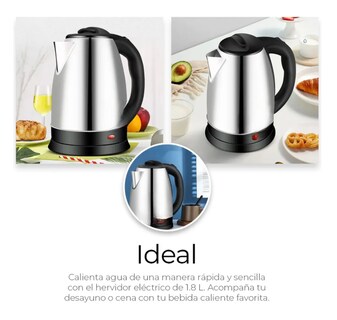 Foto 3 | Foto 3 | Hervidor De Agua Eléctrico Acero Inoxidable Capacidad 1.8 Litros 1100 W Color Plateado
