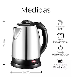 Foto 5 | Foto 5 | Hervidor De Agua Eléctrico Acero Inoxidable Capacidad 1.8 Litros 1100 W Color Plateado