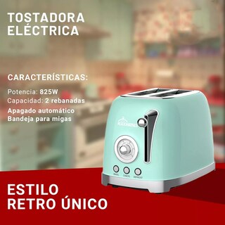 Foto 2 | Foto 2 | Tostador Eléctrico Retro 2 Rebanadas Bandeja Para Migas 825w Color Verde Menta