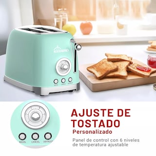 Foto 4 | Foto 4 | Tostador Eléctrico Retro 2 Rebanadas Bandeja Para Migas 825w Color Verde Menta