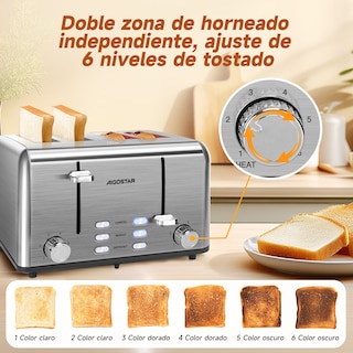 Foto 4 | Foto 4 | Tostadora Acero Inoxidable 4 Rebanadas 1750w Plata Aigostar Color Gris