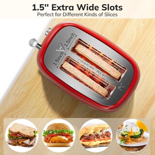 Foto 4 | Foto 4 | Tostadora Keenstone De 2 Rebanadas Acero Inoxidable Retro Roja - Venta Internacional.
