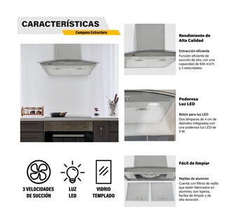 Foto 3 | Foto 3 | Campana Empotrable 600 mm Cristal Templado Gutstark Acero Inoxidable