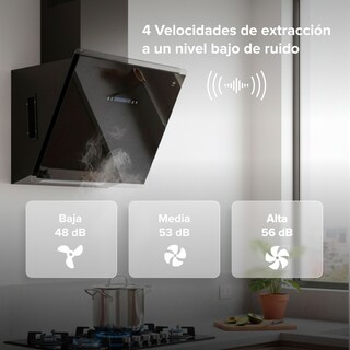 Foto 5 | Foto 5 | Campana para Cocina de Pared Avera CEV60T Negra 60 cm Control por Gestos y Panel Touch Luz LED Vidrio templado
