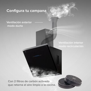 Foto 6 | Foto 6 | Campana para Cocina de Pared Avera CEV60T Negra 60 cm Control por Gestos y Panel Touch Luz LED Vidrio templado