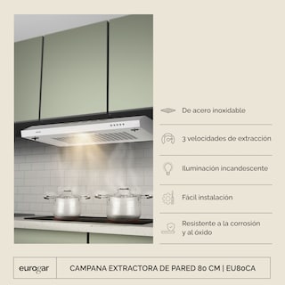 Foto 2 | Foto 2 | Campana Extractora de Pared Eurogar EU80CA 80 cm Acero Inoxidable