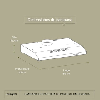 Foto 3 | Foto 3 | Campana Extractora de Pared Eurogar EU80CA 80 cm Acero Inoxidable
