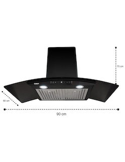 Foto 4 | Foto 4 | Combo Cheff Gold Campana Purificadora de Pared y Parrilla 5 Quemadores en Cristal Negro 90 cm