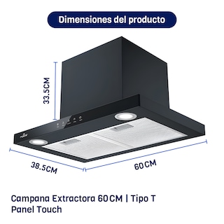Foto 2 | Foto 2 | Campana De Cocina Extractora 60 Cm Para Pared Naesi An511 Negro