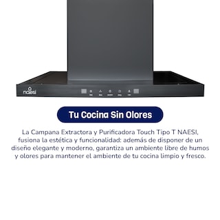 Foto 3 | Foto 3 | Campana De Cocina Extractora 60 Cm Para Pared Naesi An511 Negro