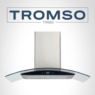 Foto 1 | Foto 1 | Fline | Campana De Cocina 90 Cm | De Pared | Controles Touch|cristal Curvo Y Acero Inoxidable | 3 Velocidades | Tromso 90