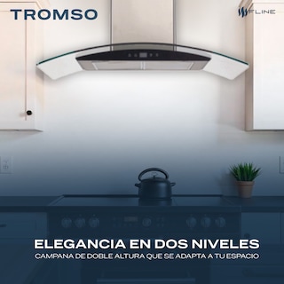 Foto 4 | Foto 4 | Fline | Campana De Cocina 90 Cm | De Pared | Controles Touch|cristal Curvo Y Acero Inoxidable | 3 Velocidades | Tromso 90