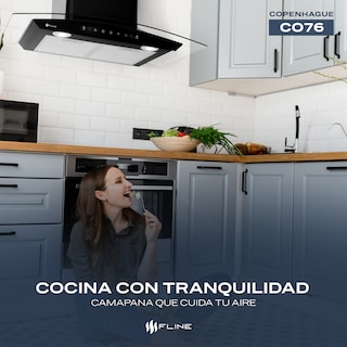 Foto 5 | Foto 5 | Campana De Cocina 76 Cm  De Pared Cristal Curvo Y Color Negro Matte   Controles Touch  3  Velocidades  Copenhague 76
