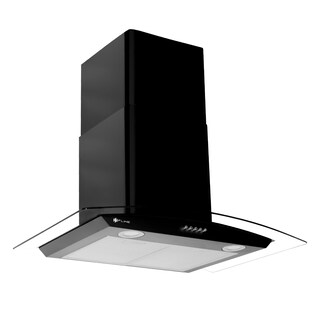 Foto 1 | Foto 1 | Campana De Cocina 76 Cm Negro Matte De Pared Cristal Curvo Controles De Boton Extractora 3 Velocidades Aalborg 76