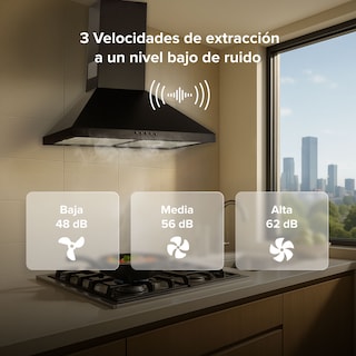 Foto 5 | Foto 5 | Campana de Pared Avera Cep60n Negra para Cocina Piramidal 60 cm 3 Velocidades
