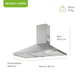 Foto 2 | Foto 2 | Campana de Pared Avera Cep90 Blanca para Cocina Piramidal 90 cm 3 Velocidades