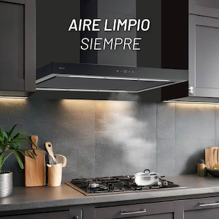 Foto 2 | Foto 2 | Campana De Isla En Color Negro De 90cm Con Cuerpo En Acero Inoxidable Y Control Digital Con Wifi