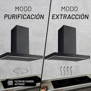 Foto 3 | Foto 3 | Campana De Isla En Color Negro De 90cm Con Cuerpo En Acero Inoxidable Y Control Digital Con Wifi