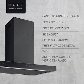 Foto 5 | Foto 5 | Campana De Isla En Color Negro De 90cm Con Cuerpo En Acero Inoxidable Y Control Digital Con Wifi
