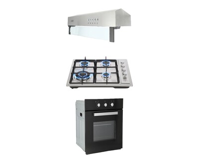 Foto 1 | Foto 1 | Tricombo de Campana Pared Odipo Thory 60 cm Parrilla Acero Inoxidable Odipo 4q Vulcano y Horno Gas Empotrable Motrix