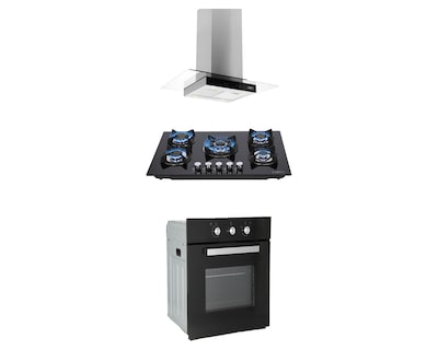 Foto 1 | Foto 1 | Tricombo de Campana Isla 90 cm Odipo Fordex Parrilla Cristal Templado Odipo Capella 76 cm y Horno Gas Empotrable Motrix