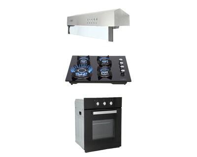 Foto 1 | Foto 1 | Tricombo de Campana Pared Odipo Thory 75 cm Parrilla Cristal Templado Odipo 4q Clio y Horno Gas Empotrable Motrix