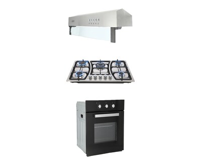 Foto 1 | Foto 1 | Tricombo de Campana Pared Odipo Thory 75 cm Parrilla Acero Inoxidable Odipo 5q Viguns y Horno Gas Empotrable Motrix