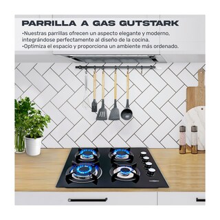 Foto 3 | Foto 3 | Parrilla Gas Gutstark Cristal Templado 4 Estufillas Hogar Empotrable