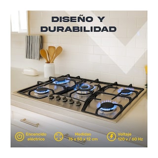 Foto 5 | Foto 5 | Parrilla Gas 5 Quemadores Acero Inoxidable Empotrable Hogar Gutstark