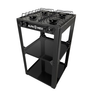 Foto 1 | Foto 1 | Parrilla de Gas Alfa 711-4 color Negro 4 Quemadores con Estantes Armable