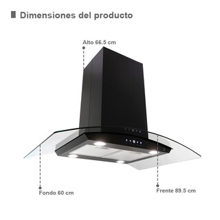 Foto 2 | Foto 2 | Campana de Isla CI-90-Black y Parrilla de Gas con Cristal Templado Onix 90 Supra Varese