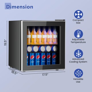 Foto 3 | Foto 3 | Refrigerador De Bebidas Costway 60 Latas Con Puerta De Vidrio De 1.6 Pies Cúbicos - Venta Internacional.