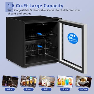 Foto 4 | Foto 4 | Refrigerador De Bebidas Costway 60 Latas Con Puerta De Vidrio De 1.6 Pies Cúbicos - Venta Internacional.