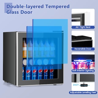 Foto 6 | Foto 6 | Refrigerador De Bebidas Costway 60 Latas Con Puerta De Vidrio De 1.6 Pies Cúbicos - Venta Internacional.