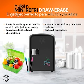 Foto 5 | Foto 5 | Mini Refri Masterchef color Negro Draw-Erase 4 L