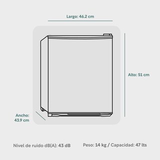 Foto 4 | Foto 4 | Refrigerador 1.6 Pies/47 Litros Con Congelador 1 Puerta 115v