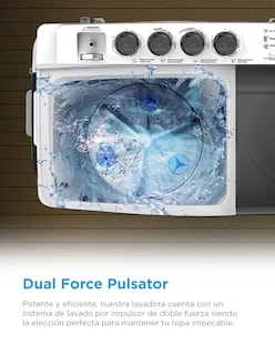 Foto 4 | Foto 4 | Lavadora Semiautomática Dos Tinas Midea 19kg Twin Force Pulsator color Blanco