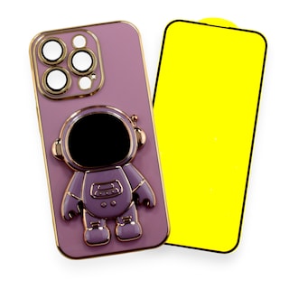 Foto 1 | Foto 1 | Kit Triche para iPhone 14 Pro Case Astronauta 3d color Lila + Mica 9d