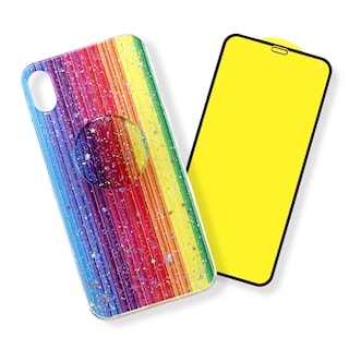 Foto 1 | Foto 1 | Kit Triche para iPhone Xr Case Arcoíris + So + Cristal 9d