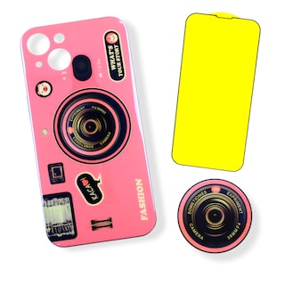 Foto 1 | Foto 1 | Kit Triche para iPhone 13 Case Cámara Rosa + So + Cristal 9D